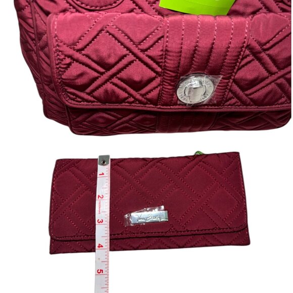 NEW Vera Bradley Raisin Matching Set Turn Lock Satchel Purse Trifold Wallet Gift - Picture 13 of 16